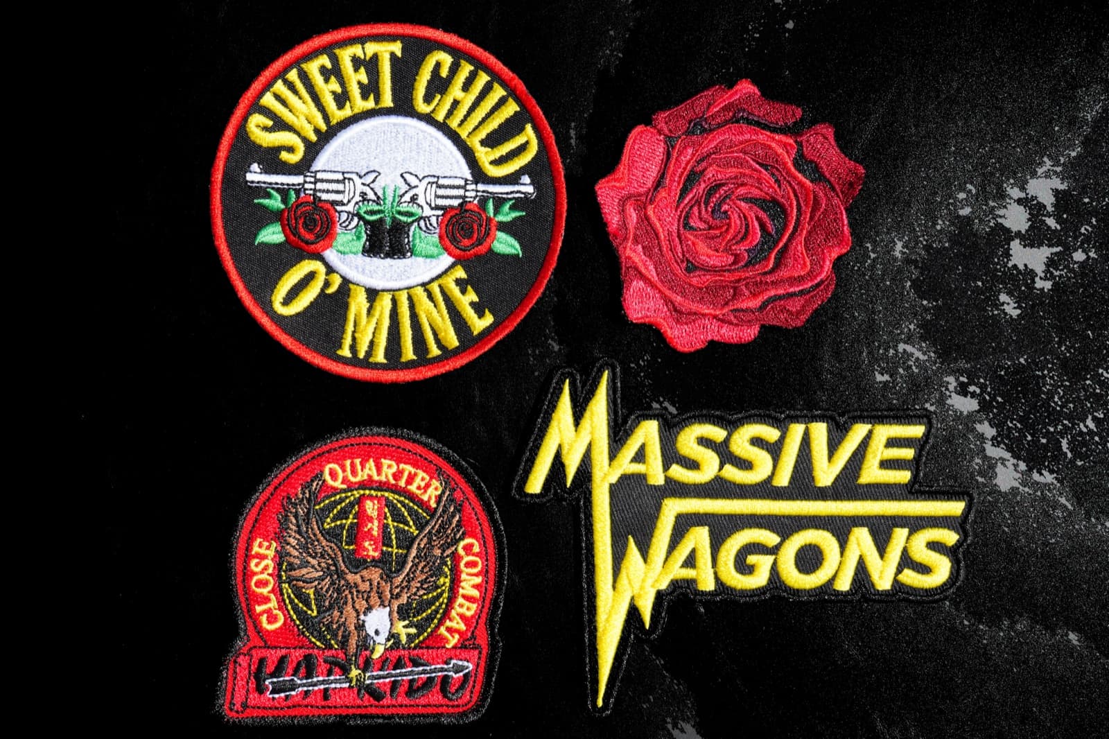 Custom embroidered patch with merrowed edge showing close-up stitch detail