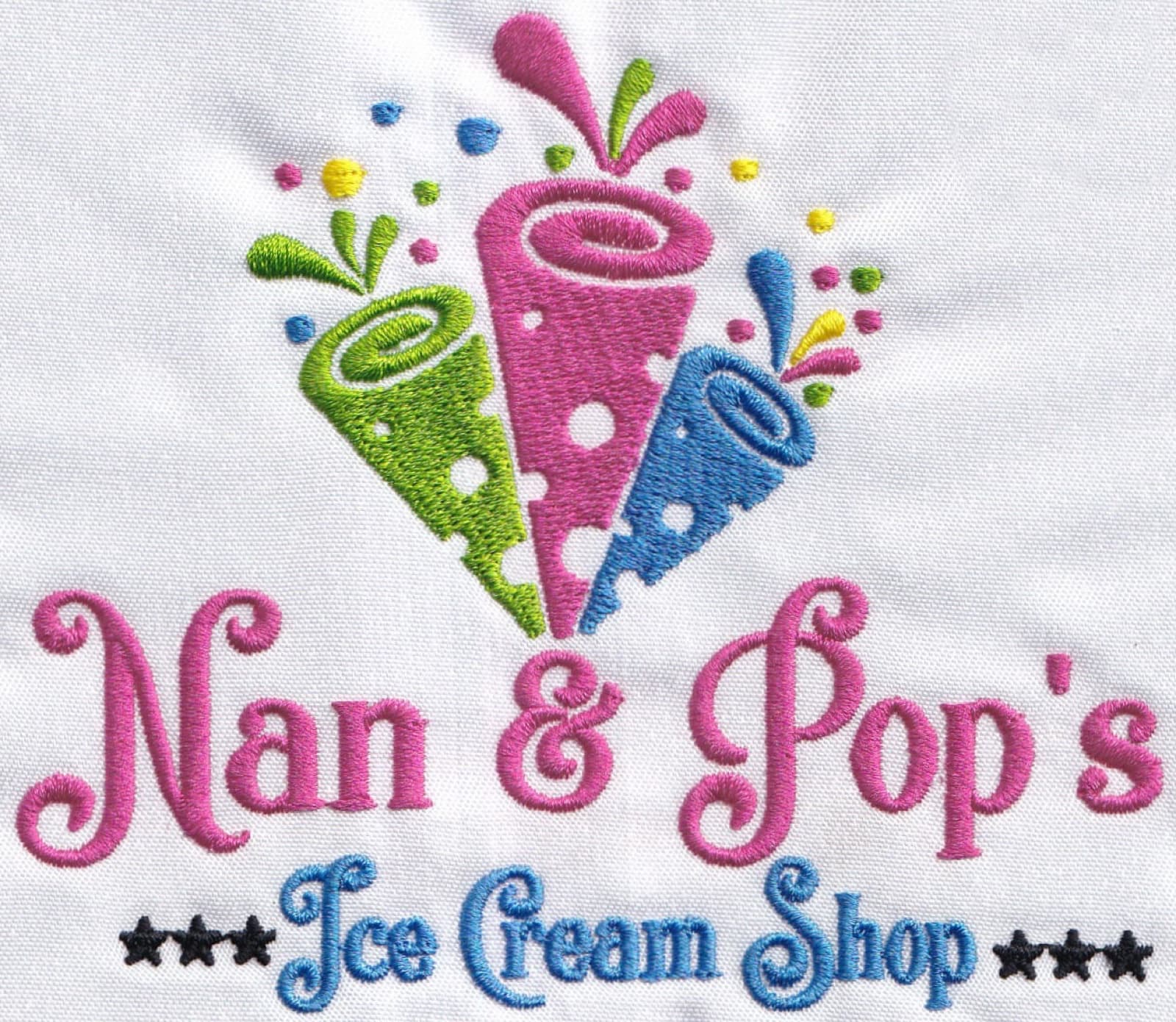 Close-up showing clean embroidery pathing with no visible jump stitches