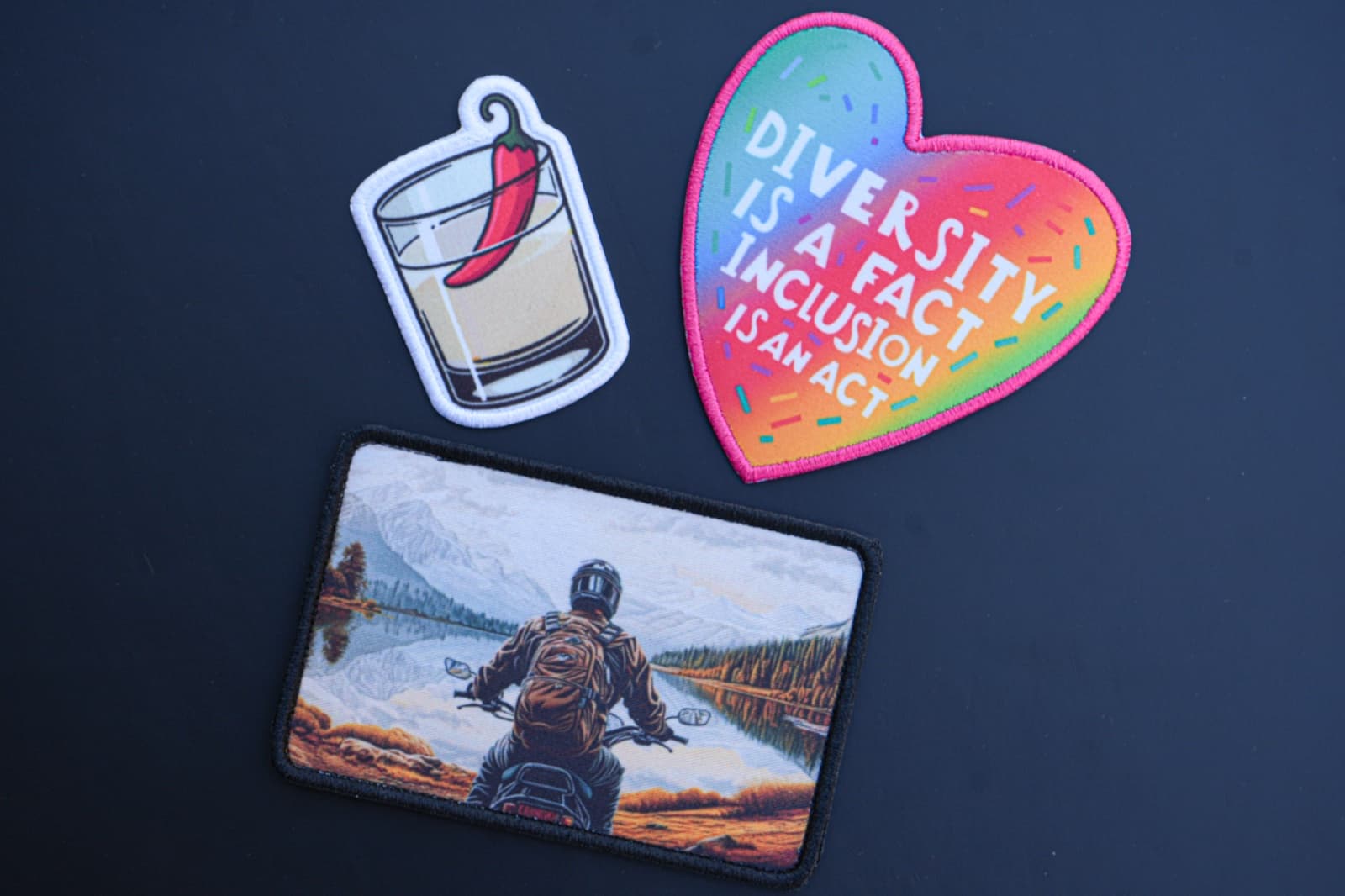 Full-color printed fabric patch with photographic detail and gradients