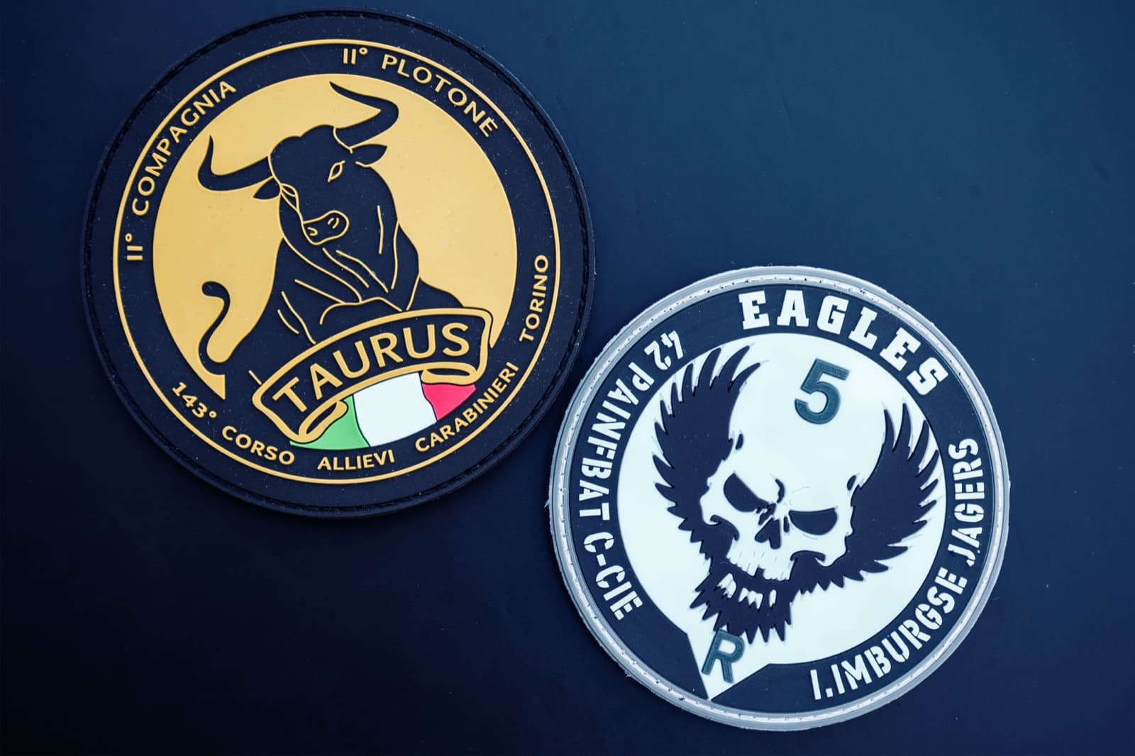 3D PVC rubber patch with raised tactical-style design and velcro backing