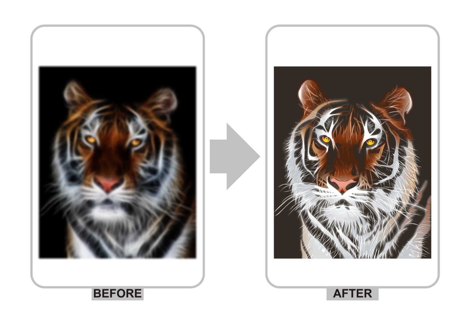 Side-by-side comparison of a pixelated raster logo and the clean vectorized version